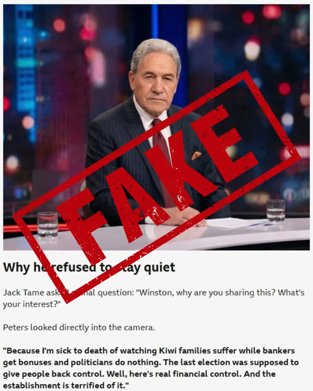 The fake news article mentioned on FMA warns of fraudulent trading platforms using fake news articles to entice investors - Why he refused to stay quiet